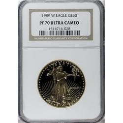1989-W G$50 One-Ounce Gold Eagle Deep Cameo PR70 NGC