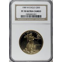 1989-W G$50 One-Ounce Gold Eagle Deep Cameo PR70 NGC