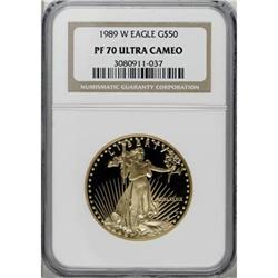 1989-W G$50 One-Ounce Gold Eagle Deep Cameo PR70 NGC