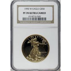 1990-W G$50 One-Ounce Gold Eagle Deep Cameo PR70 NGC