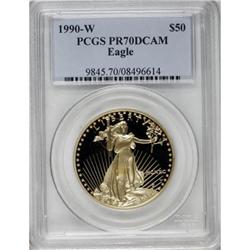 1990-W G$50 One-Ounce Gold Eagle Deep Cameo PR70 PCGS