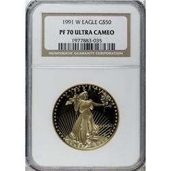 1991-W G$50 One-Ounce Gold Eagle Deep Cameo PR70 NGC