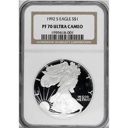 1992-S $1 Silver Eagle Deep Cameo PR70 NGC