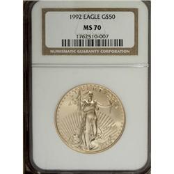 1992 G$50 One-Ounce Gold Eagle MS70 NGC