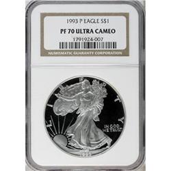 1993-P $1 Silver Eagle Deep Cameo PR70 NGC