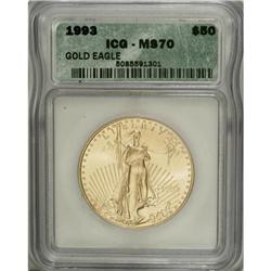 1993 G$50 One-Ounce Gold Eagle MS70 ICG