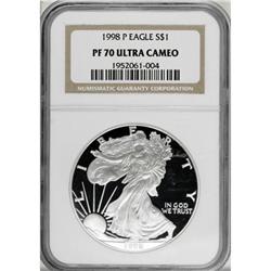 1998-P $1 Silver Eagle Deep Cameo PR70 NGC