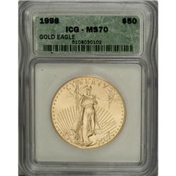 1998 G$50 One-Ounce Gold Eagle MS70 ICG