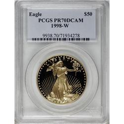 1998-W G$50 One-Ounce Gold Eagle Deep Cameo PR70 PCGS