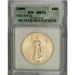 1999 G$50 One-Ounce Gold Eagle MS70 ICG