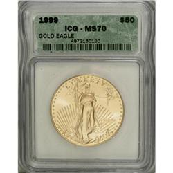 1999 G$50 One-Ounce Gold Eagle MS70 ICG