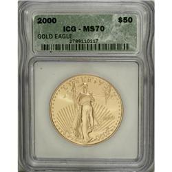 2000 G$50 One-Ounce Gold Eagle MS70 ICG