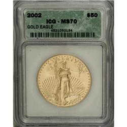 2002 G$50 One-Ounce Gold Eagle MS70 ICG