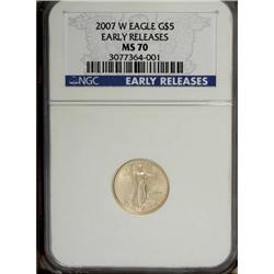 2007-W $5 1/10 Oz. Gold MS70 NGC