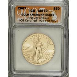 2007 $50 One-Ounce Gold Eagle MS70 ICG