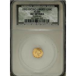 1853 50C Peacock Reverse 50 Cents, BG-302, Low R.4, AU