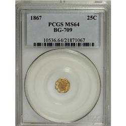 1867 25C Liberty Octagonal 25 Cents, BG-709, R.4, MS64
