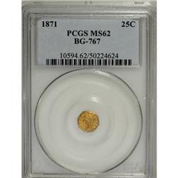 1871 25C Liberty Octagonal 25 Cents, BG-767, R.3, MS62