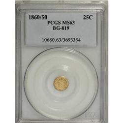 1860/50 25C Liberty Round 25 Cents, BG-819, R.4, MS63