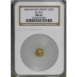 1864 25C Liberty Round 25 Cents, BG-821, Low R.5, MS62