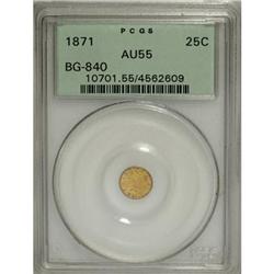 1871 25C Liberty Round 25 Cents, BG-840, Low R.4, AU55