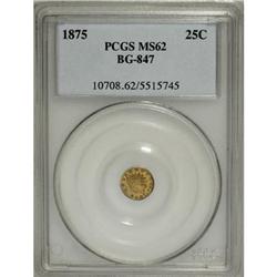 1875 25C Indian Round 25 Cents, BG-847, R.4, MS62 PCGS