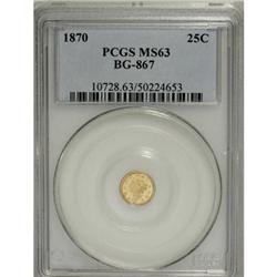 1870 25C Goofy Head Round 25 Cents, BG-867, R.4, MS63