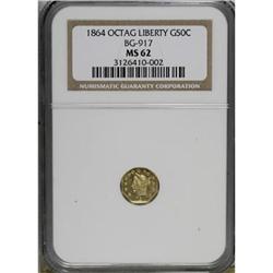 1864 50C Liberty Octagonal 50 Cents, BG-917, R.4, MS62