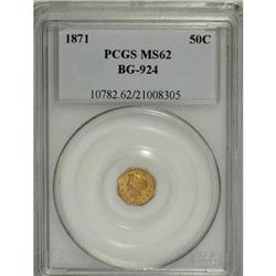 1871 50C Liberty Octagonal 50 Cents, BG-924, R.3, MS62