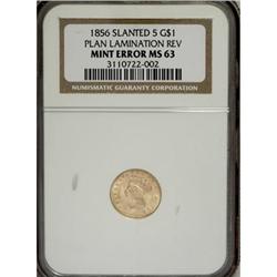 1856 G$1 Slanted 5 MS63 NGC