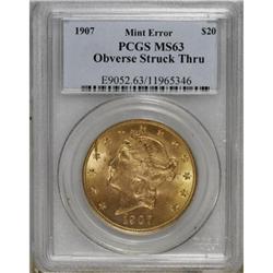 1907 $20 Liberty Double Eagle--Obverse Struck
