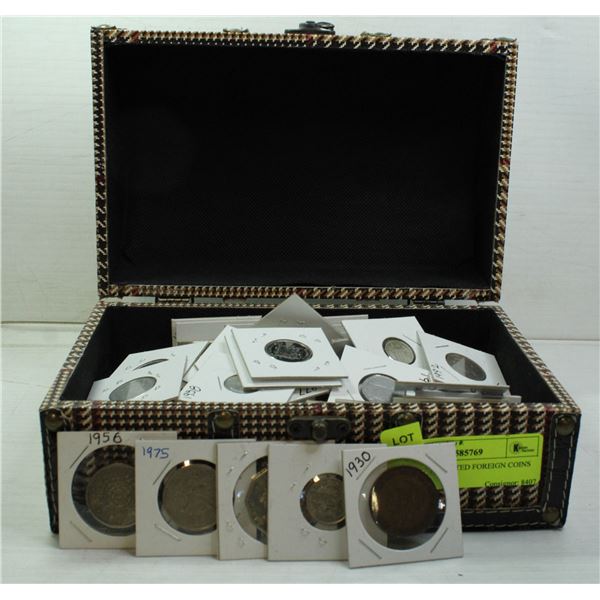 BOX OF ASSORTED FOREIGN COINS