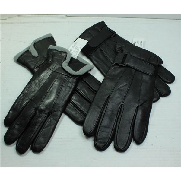 2 PAIR LADIES LEATHER GLOVES. 1 SMALL. 1 MEDIUM