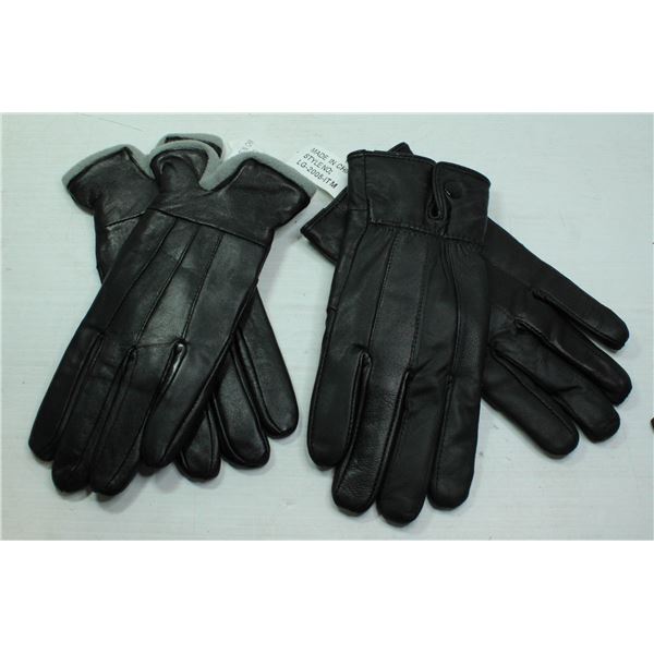 2 PAIRS NEW LADIES LEATHER GLOVES. BOTH LARGE.