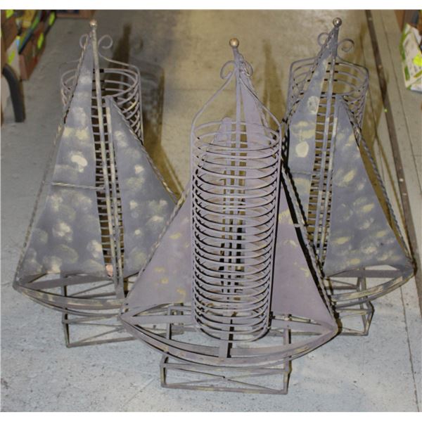 3 VINTAGE POWDER COATED METAL SAILING SHIPS