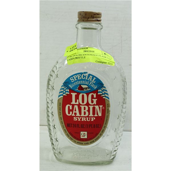 1776-1976 BICENTENIALE FLASK LOG CABIN BOTTLE