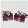 Image 2 : 173) SILVER RHODIUM PLATED RUBY(8CT) SET, EARRINGS