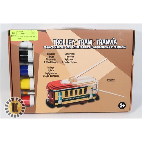 NEW TROLLEY 3D WOODEN PUZZLE WITH PAINTS