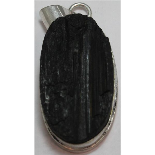 #132-NATURAL BLACK TOURMALINE PENDANT (RAW)