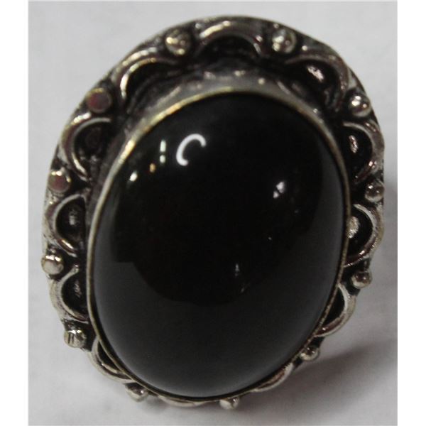 #124-NATURAL BLACK OBSIDIAN RING SIZE 6.5