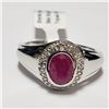 Image 1 : 192) SILVER WHITE TOPAZ RUBY(0.9CT) RING, SIZE 9