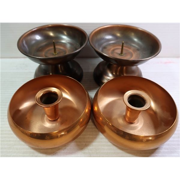 2 PAIR MID CENTURY COPPERCRAFT & BRONZED CANDLE