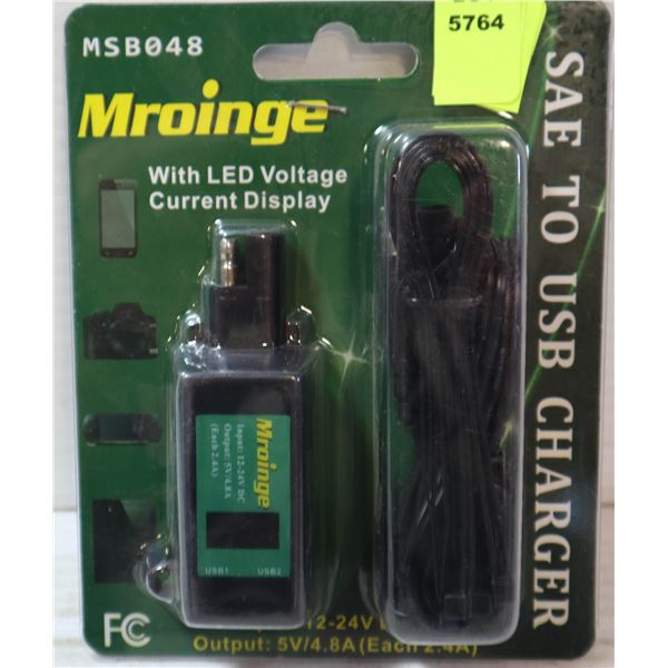SAE TO USB CHARGER W LED VOLTAGE CURRENT DISPLAY