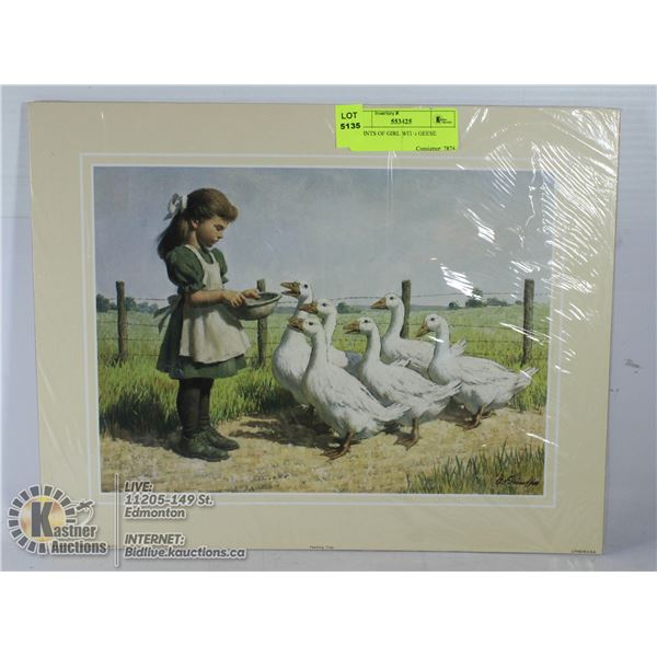 2 PRINTS OF GIRL WITH GEESE