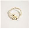 DIAMOND AND PEARL 14 KARAT WHITE GOLD BROOCH