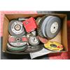 BOX OF GRINDING WHEELS, DISCS, WIRE WHEELS,