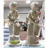 Image 1 : SET OF 2 READING BOY STATUES APPROX 17" TALL