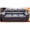 Image 1 : DARK BLUE LEATHER SOFA - VERY FIRM CUSHION, NO