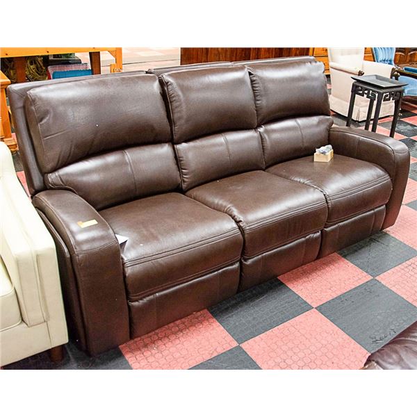 SHOWHOME BROWN LEATHER RECLINER COUCH