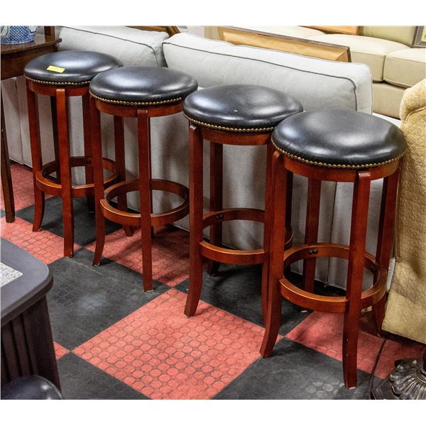 SET OF 4 BROWN MATCHING BAR STOOLS - SWIVELING